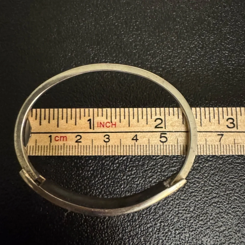 Vintage Silver Abalone Inlay Alpaca Bracelet from Mexico